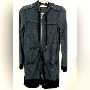 Splendid brand super soft 3/4 length cinch/zip hooded sweat/jacket SM